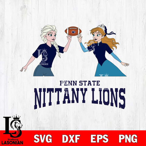 Penn State Nittany Lions Elsa & Anna Football Cricut,Christmas SVG DXF EPS PNG FILE, NCAA Digital Download,Instant Download, Silhouette