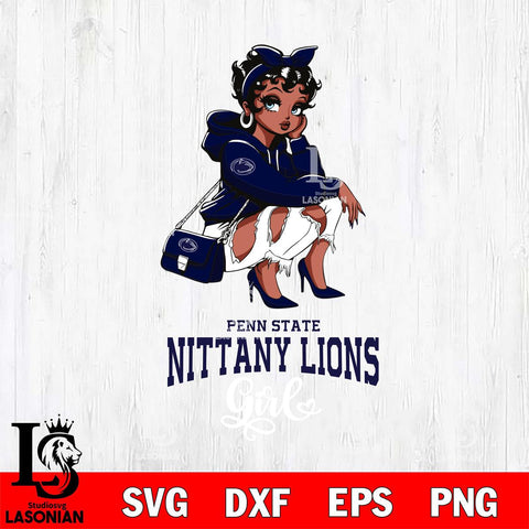 Penn State Nittany Lions Fashion Black Fan Girl Betty Boop, Svg Eps Dxf Png File, Digital Download