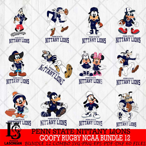 Penn State Nittany Lions Goofy Rugby Disney NCAA Bundle 12 SVG DXF EPS PNG FILE,NCAA bundle svg ,Football Digital Download,Instant Download, Silhouette