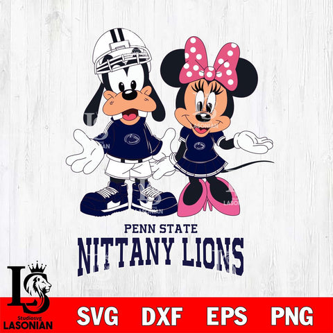 Penn State Nittany Lions Goofy and Minnie mouse Football SVG DXF EPS PNG FILE,NCAA svg ,Football Digital Download,Instant Download, Silhouette