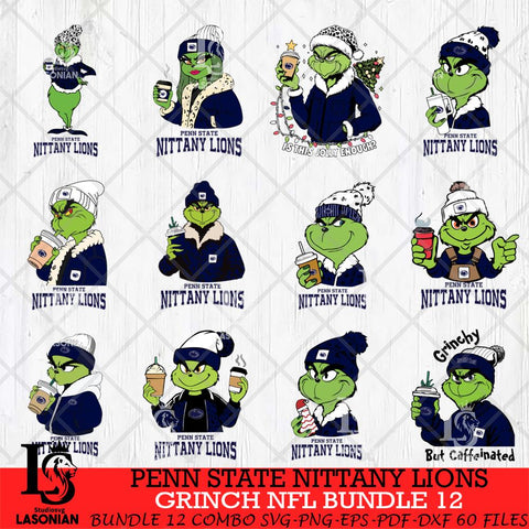 Penn State Nittany Lions Grinch NCAA Bundle 12 SVG Eps Dxf Png File, Digital Download, Instant Download