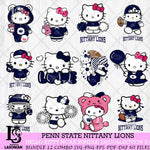 Penn State Nittany Lions Hello Kitty Bundle 12 SVG Svg Eps Dxf Png File, Digital Download, Instant Download