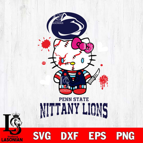 Penn State Nittany Lions Hello Kitty Horror 2 Svg Eps Dxf Png File, Digital Download
