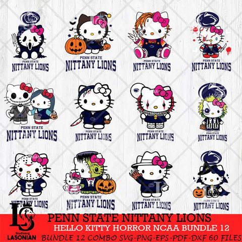 Penn State Nittany Lions Hello Kitty Horror NCAA Bundle 12 SVG Svg Eps Dxf Png File, Digital Download