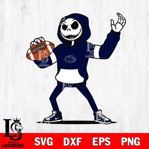 Penn State Nittany Lions Jack Skellington Football Christmas File Cut, NCAA SVG DXF EPS PNG FILE, Digital Download , Criucut , Silhouette