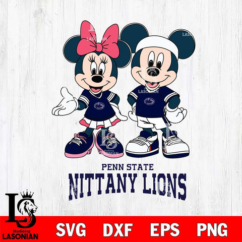 Penn State Nittany Lions Mickey And Minnie Football Svg Eps Dxf Png File, NCAA svg , Digital Download , Instant Download, Cricut File