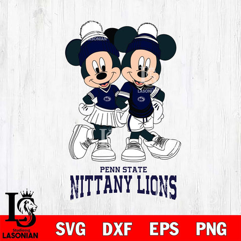 Penn State Nittany Lions Mickey And Minnie Mouse Football Svg Eps Dxf Png File, NCAA svg , File Cut , Digital Download , Instant Download, Cut Svg Files