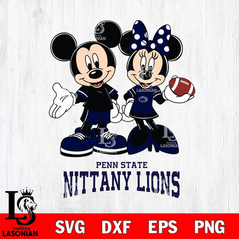 Penn State Nittany Lions Mickey Minnie Football Svg Eps Dxf Png File, NCAA svg , Digital Download , Instant Download, Cricut File