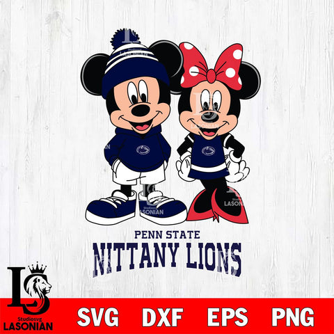 Penn State Nittany Lions Mickey Minnie Mouse Cute Football Svg Eps Dxf Png File, NCAA svg , File Cut , Digital Download , Instant Download, Cut Svg Files