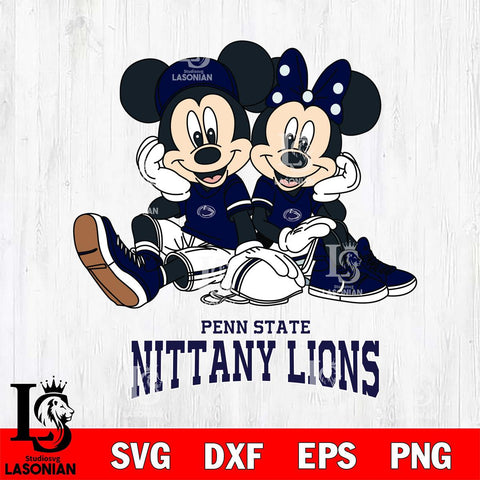 Penn State Nittany Lions Mickey Minnie Mouse Football Sit Svg Eps Dxf Png File, NCAA svg , File Cut , Digital Download , Instant Download, Cut Svg Files