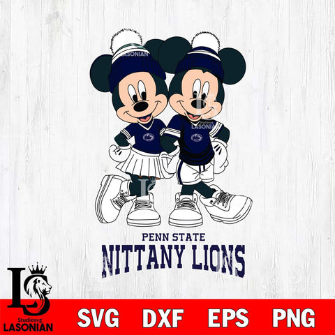 Penn State Nittany Lions Mickey Minnie Valentine Football Svg Eps Dxf Png File, NCAA svg , Digital Download , Instant Download, Cricut File
