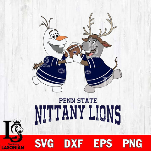 Penn State Nittany Lions Olaf & Sven Football Cricut,Christmas SVG DXF EPS PNG FILE, NCAA Digital Download,Instant Download, Silhouette