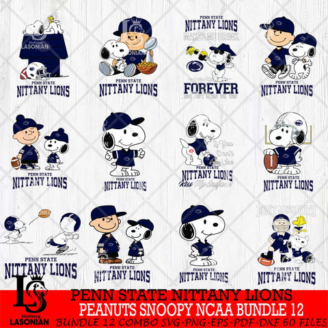 Penn State Nittany Lions Peanuts Snoopy Player NCAA Bundle 12 SVG DXF EPS PNG FILE,Snoopy File Cut, bundle NCAA Digital Download,Instant Download, Silhouette