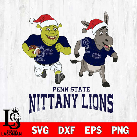 Penn State Nittany Lions Shrek and Donkey Football Cricut,Christmas SVG DXF EPS PNG FILE, NCAA Digital Download,Instant Download, Silhouette