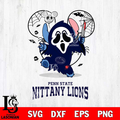 Penn State Nittany Lions Stitch Ghost Face Halloween 2 Svg Eps Dxf Png File, Digital Download, Instant Download