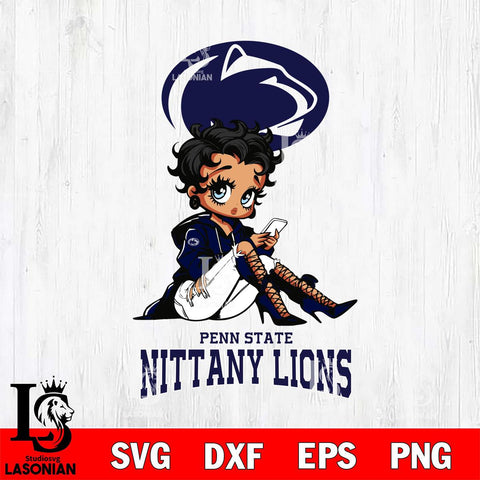Penn State Nittany Lions Style Black Fan Girl Betty Boop, Svg Eps Dxf Png File, Digital Download