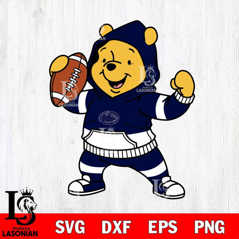 Penn State Nittany Lions Winnie The Pooh Disney Football Christmas File Cut, NCAA SVG DXF EPS PNG FILE, Digital Download , Criucut , Silhouette