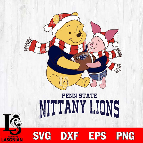Penn State Nittany Lions Winnie the Pooh & Piglet Football Cricut,Christmas SVG DXF EPS PNG FILE, NCAA Digital Download,Instant Download, Silhouette