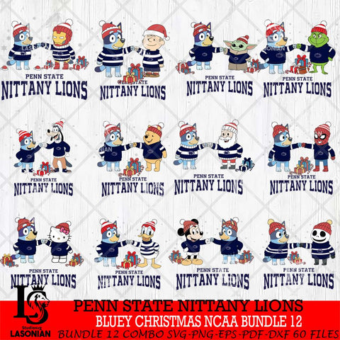 Penn State Nittany Lions  Bluey friends christmas NCAA Bundle File Cut,Bundle NCAA SVG DXF EPS PNG FILE, Digital Download,Instant Download, Silhouette