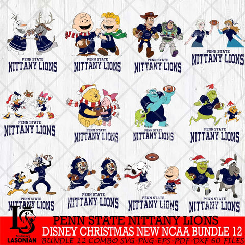 Penn State Nittany Lions  Disney Christmas New NCAA Bundle 12 Cricut,Christmas SVG DXF EPS PNG FILE, BUNDLE NCAA Digital Download,Instant Download, Silhouette