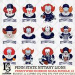 Penn State Nittany Lions  Pennywise Horror NCAA Bundle 12 SVG Svg Eps Dxf Png File, Digital Download