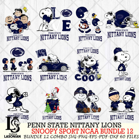 Penn State Nittany Lions  Snoopy NCAA Bundle 12 SVG Svg Eps Dxf Png File, Digital Download
