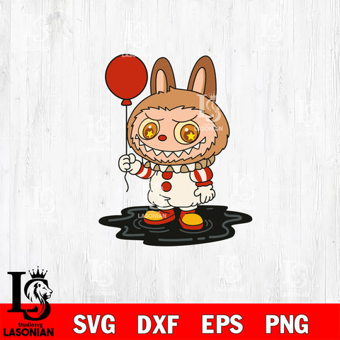 Pennywise Labubu Horror Killer 2 SVG DXF EPS PNG FILE, Halloween File Cut, Digital Download,Instant Download, Silhouette, Cricut