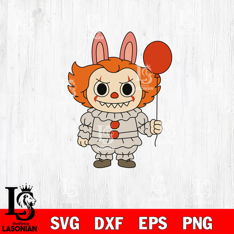 Pennywise Labubu Horror Killer SVG DXF EPS PNG FILE, Halloween File Cut, Digital Download,Instant Download, Silhouette, Cricut