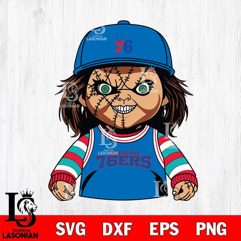 Philadelphia 76ers Chucky Horror basketball SVG DXF EPS PNG FILE, NBA File Cut,Halloween Digital Download,Instant Download, Silhouette