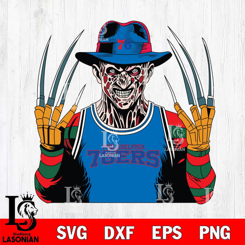 Philadelphia 76ers Freddy Krueger Horror basketball SVG DXF EPS PNG FILE, NBA File Cut,Halloween Digital Download,Instant Download, Silhouette
