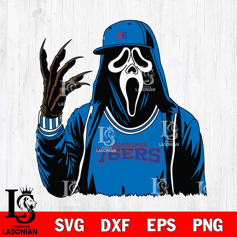 Philadelphia 76ers Ghostface Horror basketball SVG DXF EPS PNG FILE, NBA File Cut,Halloween Digital Download,Instant Download, Silhouette