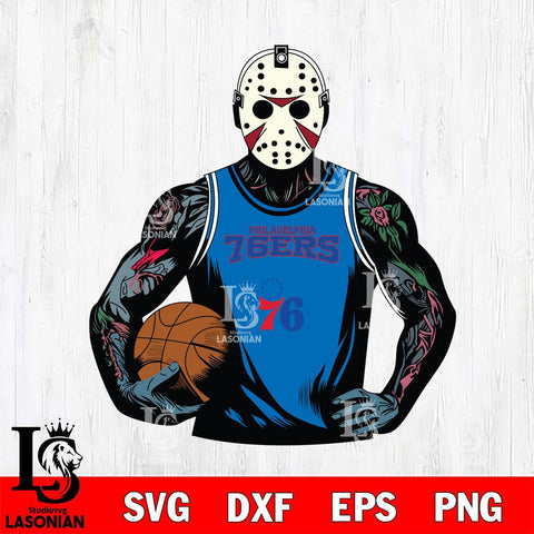 Philadelphia 76ers Jason Voorhees Horror basketball SVG DXF EPS PNG FILE, NBA File Cut,Halloween Digital Download,Instant Download, Silhouette