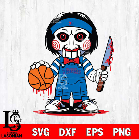 Philadelphia 76ers Jigsaw Horror basketball SVG DXF EPS PNG FILE, NBA File Cut,Halloween Digital Download,Instant Download, Silhouette