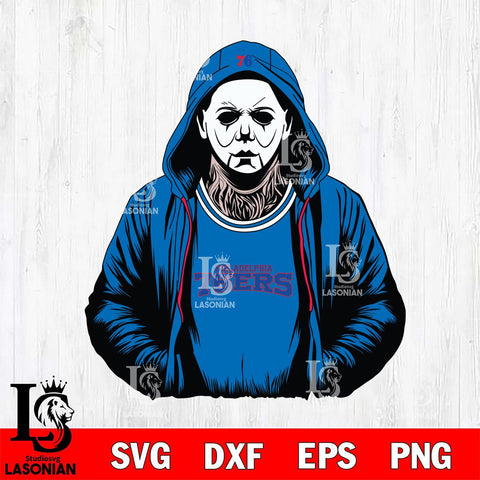 Philadelphia 76ers Michael Myers Horror basketball SVG DXF EPS PNG FILE, NBA File Cut,Halloween Digital Download,Instant Download, Silhouette