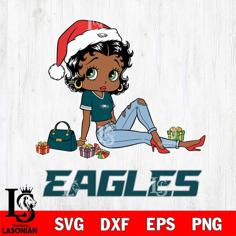 Philadelphia Eagles Betty Boop Christmas Packing File Cut, NFL SVG DXF EPS PNG PDF File, Digital Download , Criucut , Silhouette