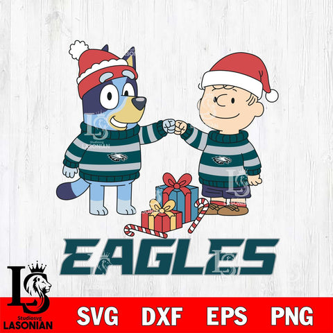 Philadelphia Eagles Bluey With Charlie Brown Christmas Cricut,Christmas SVG DXF EPS PNG FILE, Digital Download,Instant Download, Silhouette