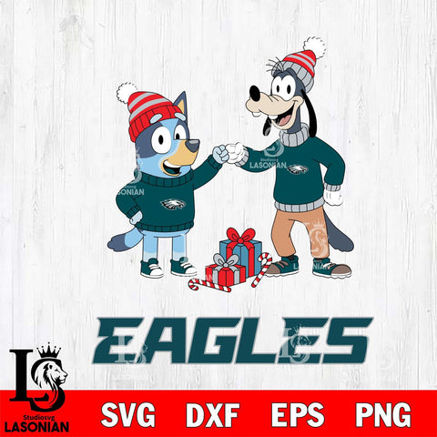 Philadelphia Eagles Bluey With Goofy Christmas Cricut,Christmas SVG DXF EPS PNG FILE, Digital Download,Instant Download, Silhouette