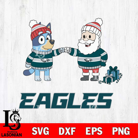 Philadelphia Eagles Bluey With Satan Christmas Cricut,Christmas SVG DXF EPS PNG FILE, Digital Download,Instant Download, Silhouette