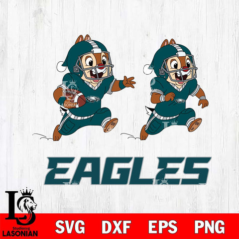 Philadelphia Eagles Chip & Dale Football Cricut,Christmas SVG DXF EPS PNG FILE, Digital Download,Instant Download, Silhouette