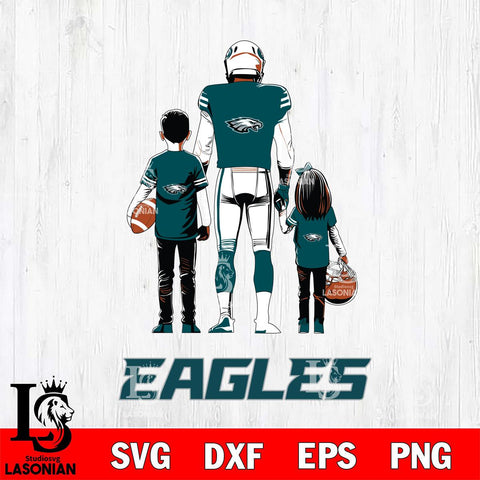 Philadelphia Eagles Father And Child Football SVG DXF EPS PNG FILE,NFL SVG, Father day Digital Download,Instant Download, Silhouette