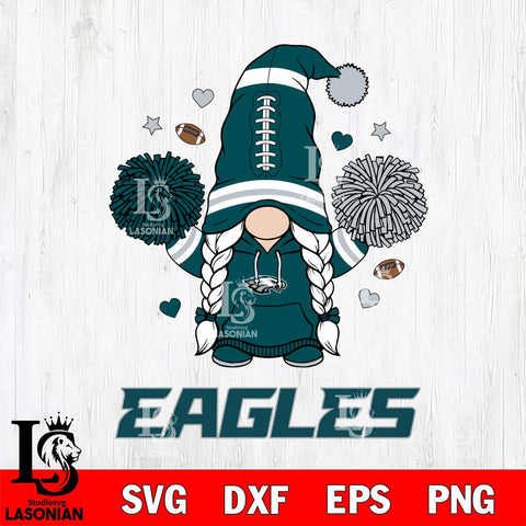 Philadelphia Eagles Gnome cheerleader File Cut, NFL SVG, Digital Download , CHRISTMAS Criucut , Silhouette