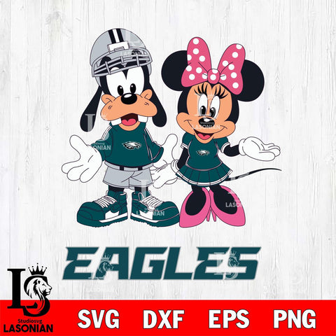 Philadelphia Eagles Goofy and Minnie mouse Football SVG DXF EPS PNG FILE,NFL Cricut ,Football Digital Download,Instant Download, Silhouette