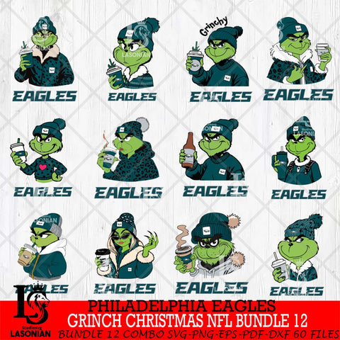 Philadelphia Eagles Grinch Christmas NFL Bundle 12 Svg Eps Dxf Png File,Cricut svg files, Digital Download, Instant Download