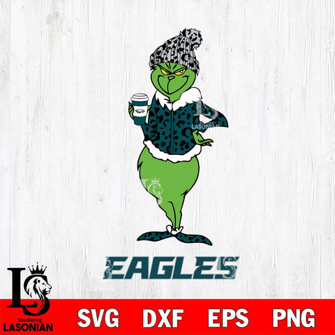 Philadelphia Eagles Grinch Leopard Coffee Svg Eps Dxf Png File, Digital Download, Instant Download
