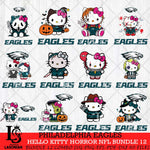 Philadelphia Eagles Hello Kitty Horror NFL Bundle 12 SVG Eps Dxf Png File, NFL svg, Digital Download, Instant Download
