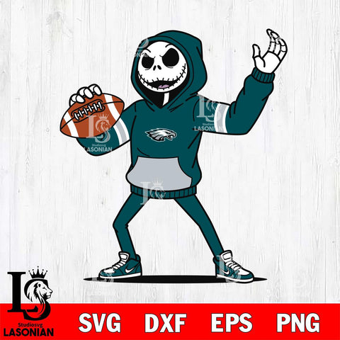Philadelphia Eagles Jack Skellington Football Christmas File Cut, NFL SVG DXF EPS PNG FILE, Digital Download , Criucut , Silhouette