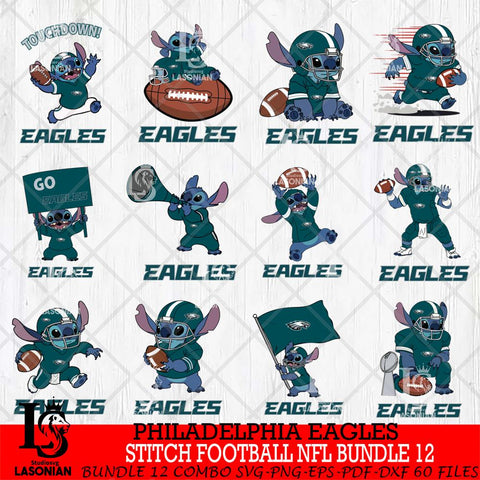 Philadelphia Eagles Lilo and stitch Football NFL Bundle 12 SVG DXF EPS PNG FILE, NFL File Cut, Digital Download,Instant Download, Silhouette, Cricut
