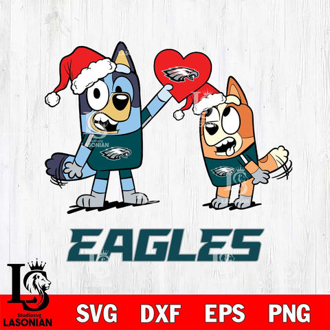 Philadelphia Eagles Love Bluey Christmas Svg Eps Dxf Png File, Digital Download