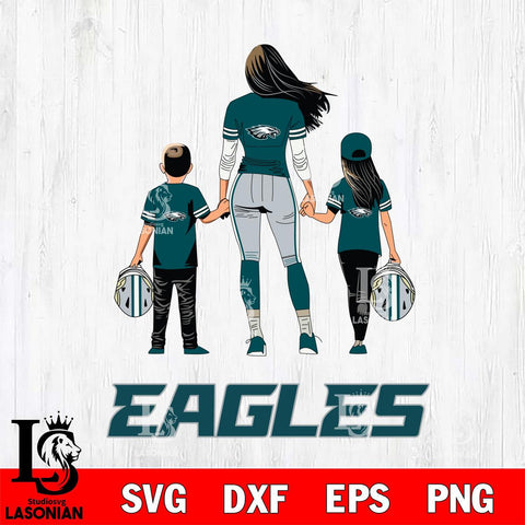 Philadelphia Eagles Mother and son Rugby SVG DXF EPS PNG FILE,NFL SVG, Father day Digital Download,Instant Download, Silhouette