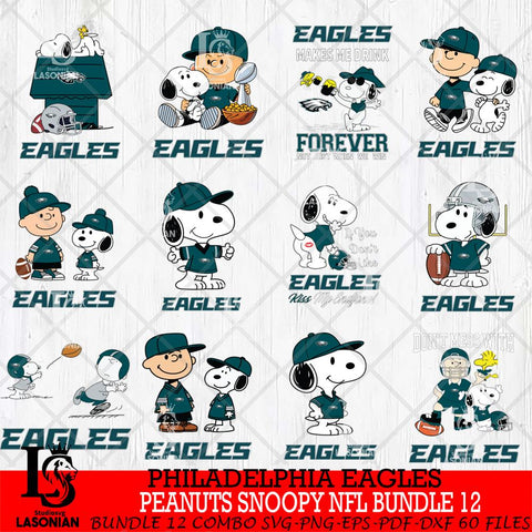 Philadelphia Eagles Peanuts Snoopy Player NFL Bundle 12 SVG DXF EPS PNG FILE,Snoopy File Cut, bundle nfl Digital Download,Instant Download, Silhouette